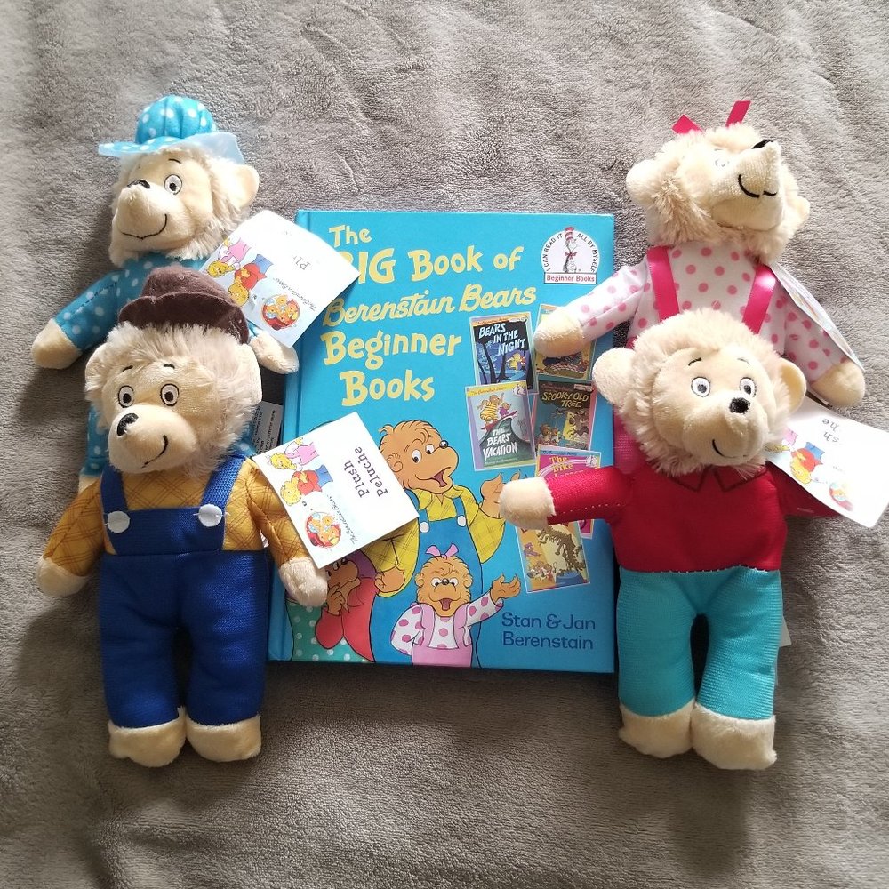 The Berenstain Bears Book (6 stories) and Set of 4 Plush